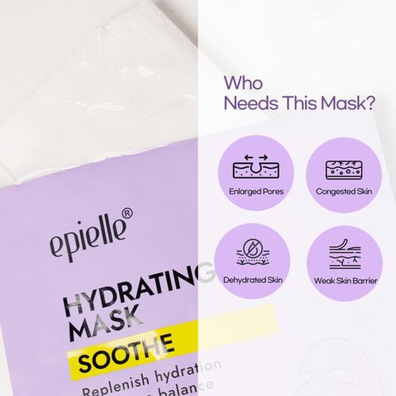 Epielle Hydrating Sheet Mask 6 Pack, Soothing & Restoring Face Mask with Cica, Heartleaf Extract & Witch Hazel Water, Target Dry & Sensitive Skin, Korean Skin Care