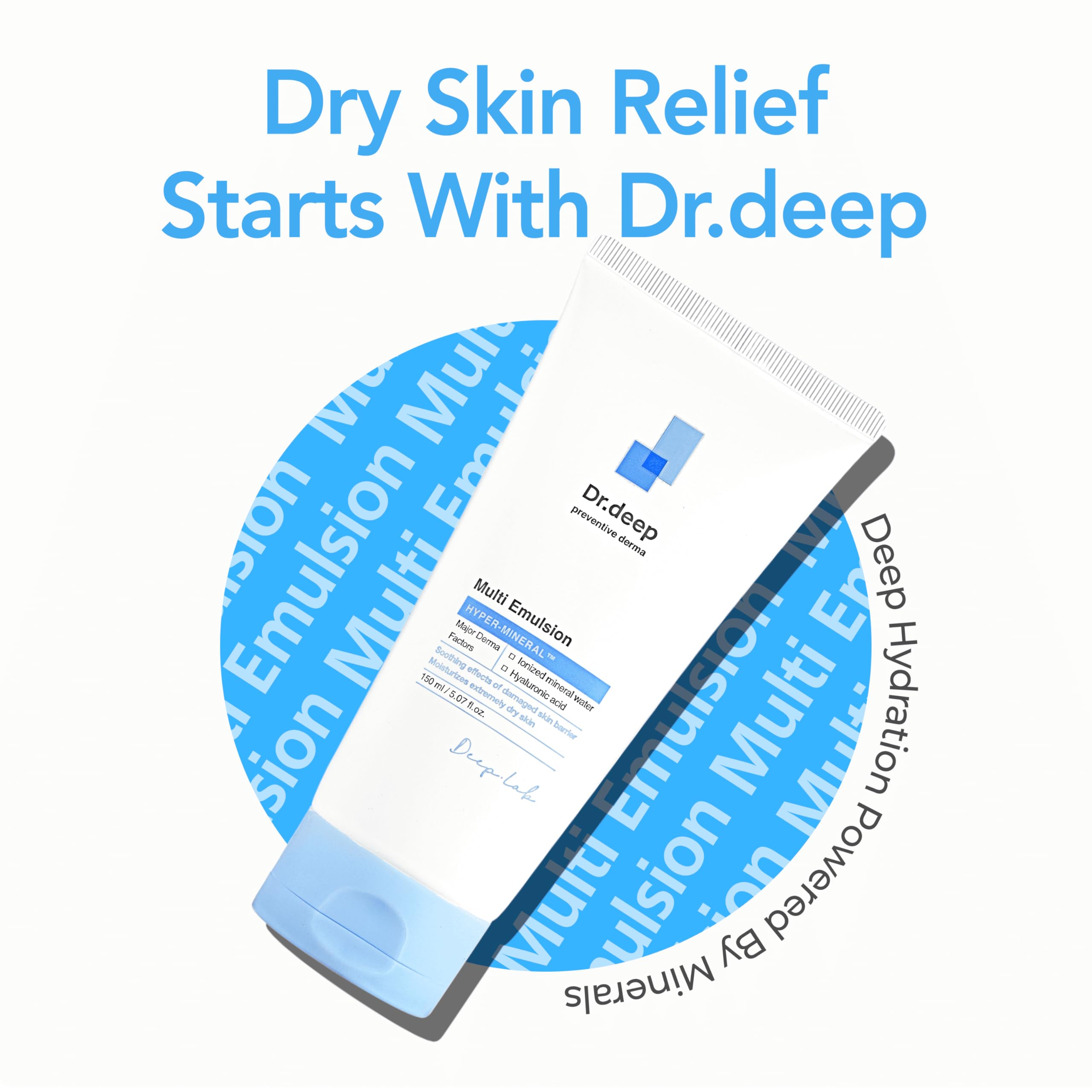 Dr.Deep Multi Emulsion - Lightweight Moisturizer for Sensitive, Dry & Itchy Skin, Hydrating Emulsion with Shea Butter & Allantoin for Skin-Barrier Repair, 5.07 fl. oz