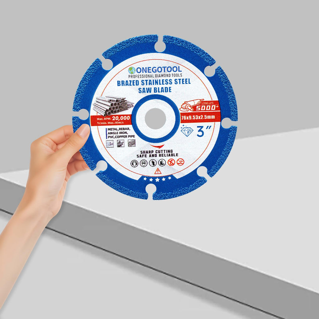 ONEGOTOOL 3 inch Diamond Cutting Wheels for Angle Grinder Discs Metal Saw Blades Applied to Stainless Steel Iron Tile Marble 3/8" Arbor -3 Pack