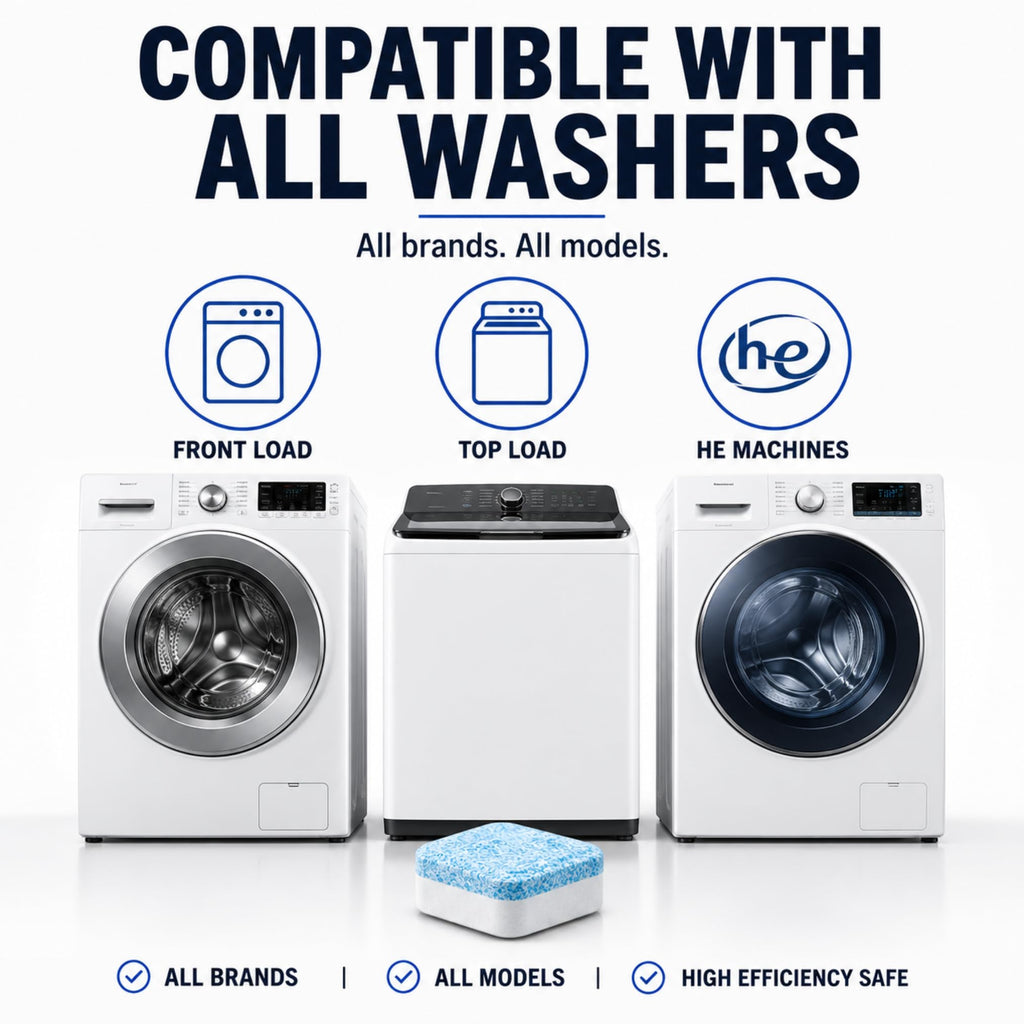 GRIME LABS Washing Machine Cleaner Tablets - Penetrating Deep Clean Washer Cleaner Tablets For Front Loader And Top Load HE - Active Formula Tub Descaler Deodorizer