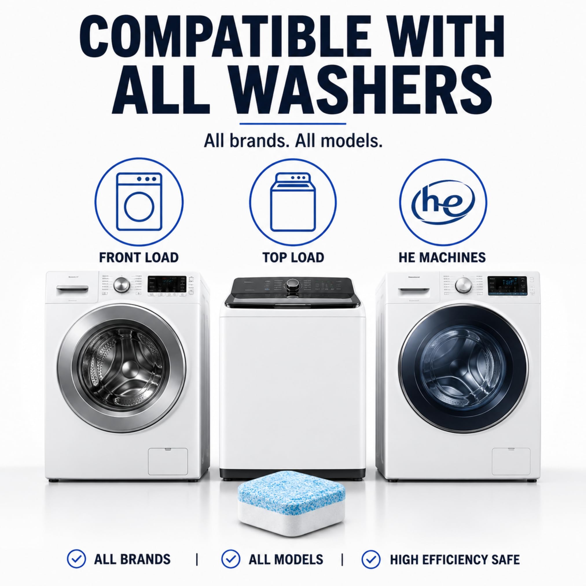 GRIME LABS Washing Machine Cleaner Tablets - Penetrating Deep Clean Washer Cleaner Tablets For Front Loader And Top Load HE - Active Formula Tub Descaler Deodorizer