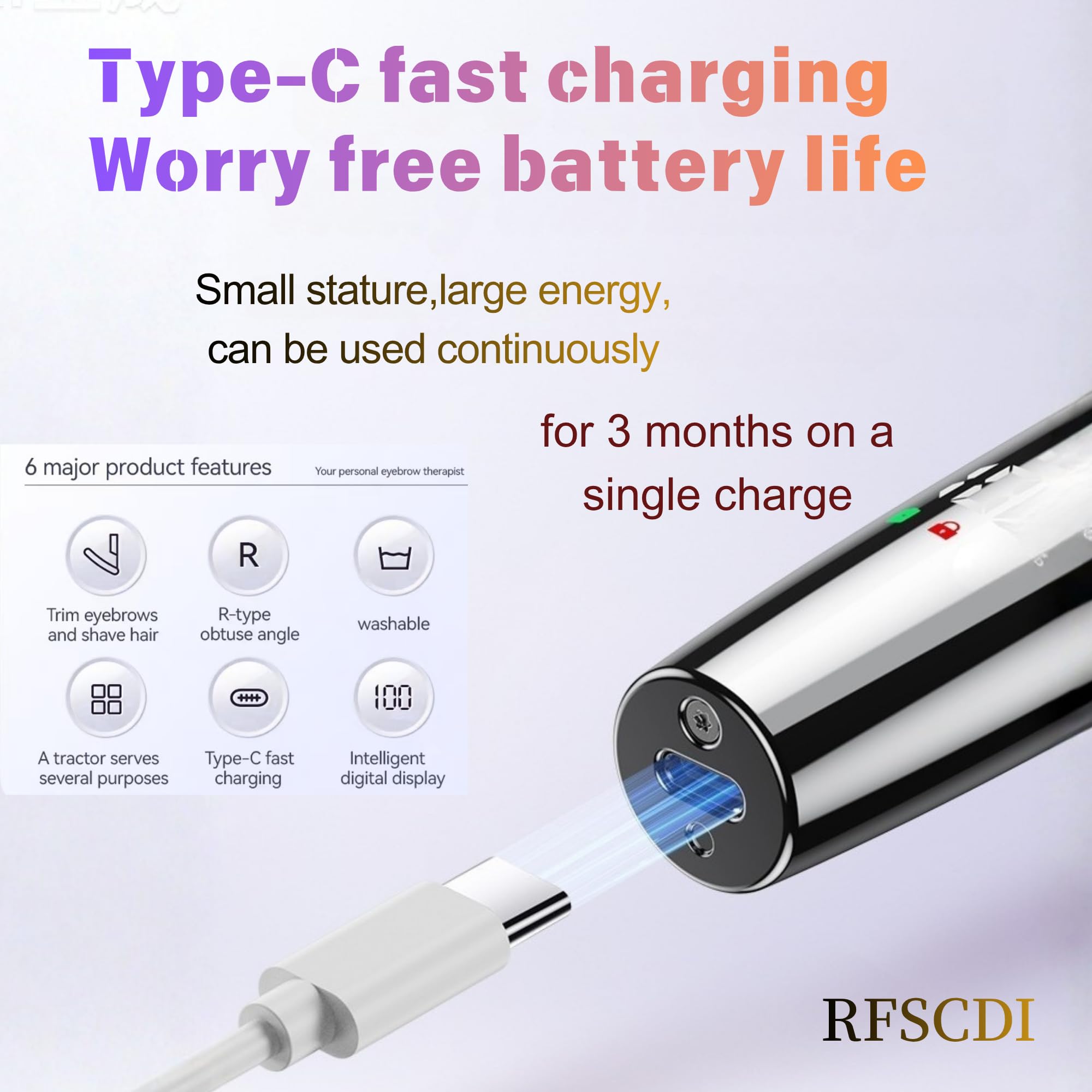 RFSCDI 5-in-1 Rechargeable Nose & Eyebrows Hair Trimmer - IPX7 Waterproof Dual Edge Grooming Kit for Men & Women, Perfect for Hair Removal of Nose, Facial, Arm, Bikini, and Ear Hair (Purple)