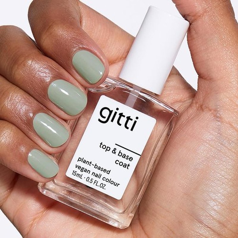 gitti Top & Base Coat I Plant-based, Non-Toxic, 30-Free, Based On Natural Origin Ingredients, Cruelty-Free, Vegan, Long-Lasting I Prevents Discoloration & Chipping, Glossy Finish, Clear (0.5 fl oz)