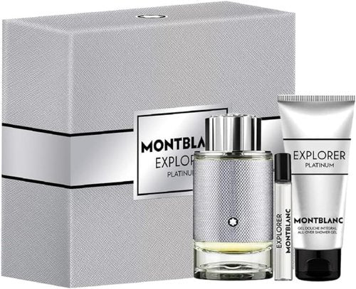 Mont Blanc Explorer Platinum Men's Fragrance Set - 3.4 Oz EDP Spray, 3.4 Oz Shower Gel & 7.5 Oz Mini