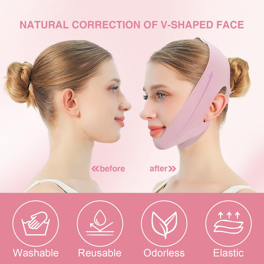V Line Face Slimming Mask for Sleeping, Double Chin Reducer Jawline Shaper for Women, Medium