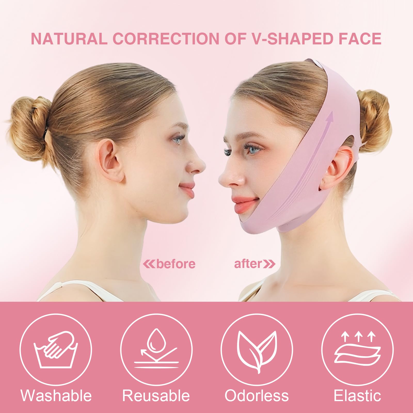 V Line Face Slimming Mask for Sleeping, Double Chin Reducer Jawline Shaper for Women, Medium