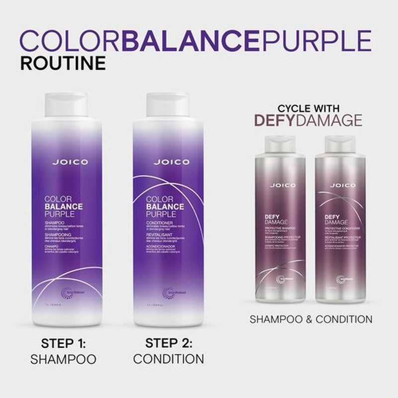 Joico Color Balance Purple Conditioner - Eliminate Brassy Yellow Tones | Boost Vibrancy & Shine | UV Protection with Rosehip Oil