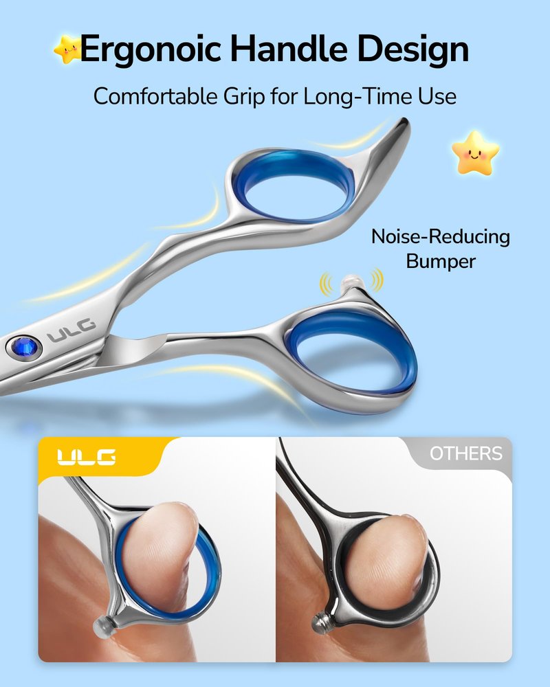 ULG Hair Cutting Scissors for Kids, Safety Round Tip Baby Hair Cutting Kit, Haircut Scissors Set with Thinning and Cutting Shears, Comb & Storage Bag, 6.5” Hair Shears Set for Children, Toddlers, Pets