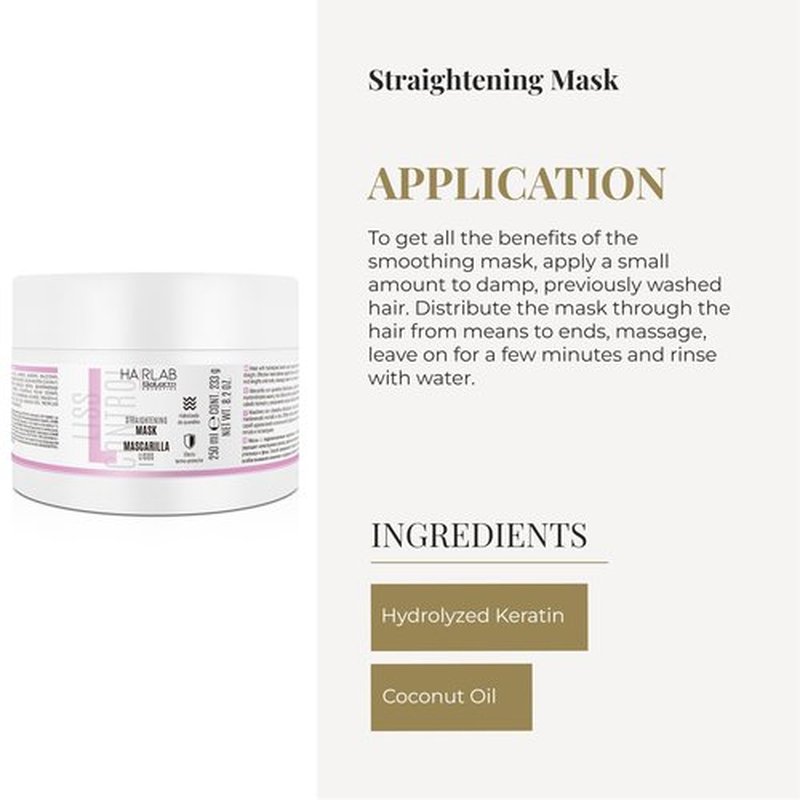 SALERM - Smoothing Hair Mask - Lisos Hair Lab - 250 ml - Perfect Smoothing for Unruly Hair - With Hydrolyzed Keratin and Coconut Oil - Heat Protector for Hair - Eliminates Frizz