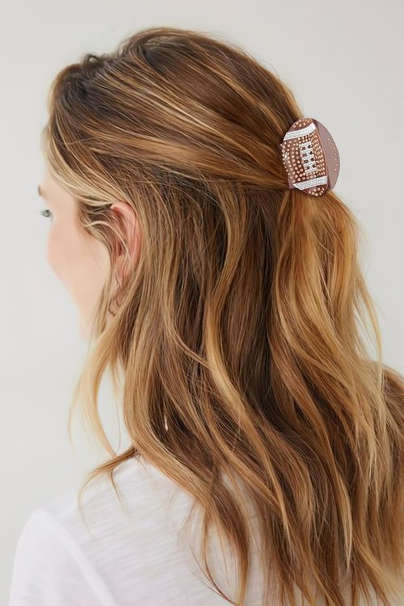 HolidayQbee Brown Acrylic Hair Clips For Women With Football Hair Clip Sport Brown Hair Clip With Claw Fashion Strong Hair Fix Claw Clips