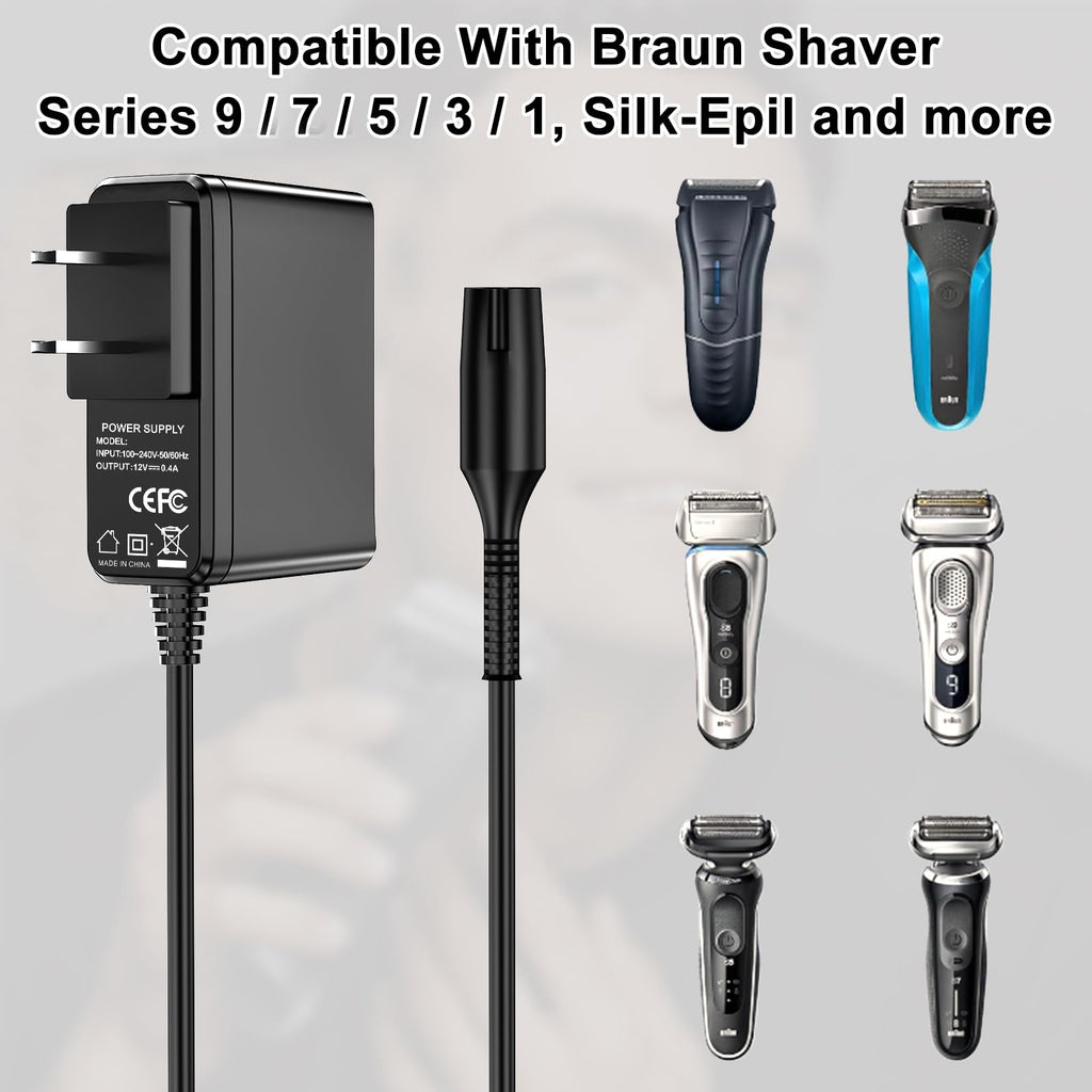 Solopen Charger for Braun Shaver Series 5 3 7 9 1 Power Charger Replacement for Razor 3040s 340s 390cc 370 720 760cc 790cc 720s-4 7865cc 9090cc 99095cc 330s 9385cc 5018s 7020s 3350cc-4