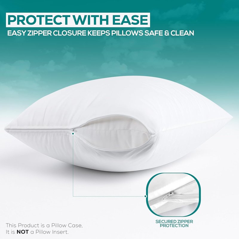 Utopia Bedding Waterproof Throw Pillow Protectors - Bed Bug Proof Zipper Encasement Covers | 20 x 20 Inches (2 Pack, White)
