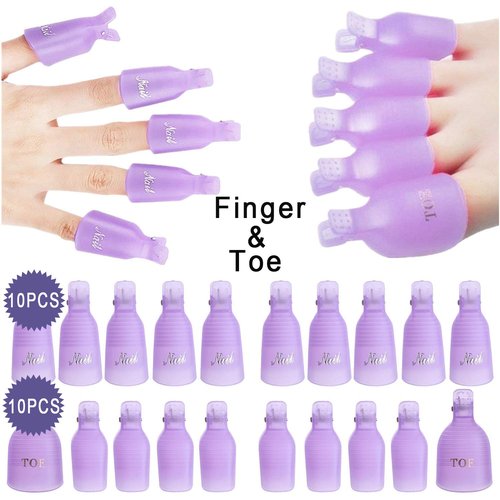 INFILILA Nail Polish Remover Clip Set 20pcs Nail Clip Caps Nail Soak Off Clips For Finger And Toe 1000pcs Lintfree Nail Polish Remover Wipes For UV Gel Acrylic Nail Polish Removal