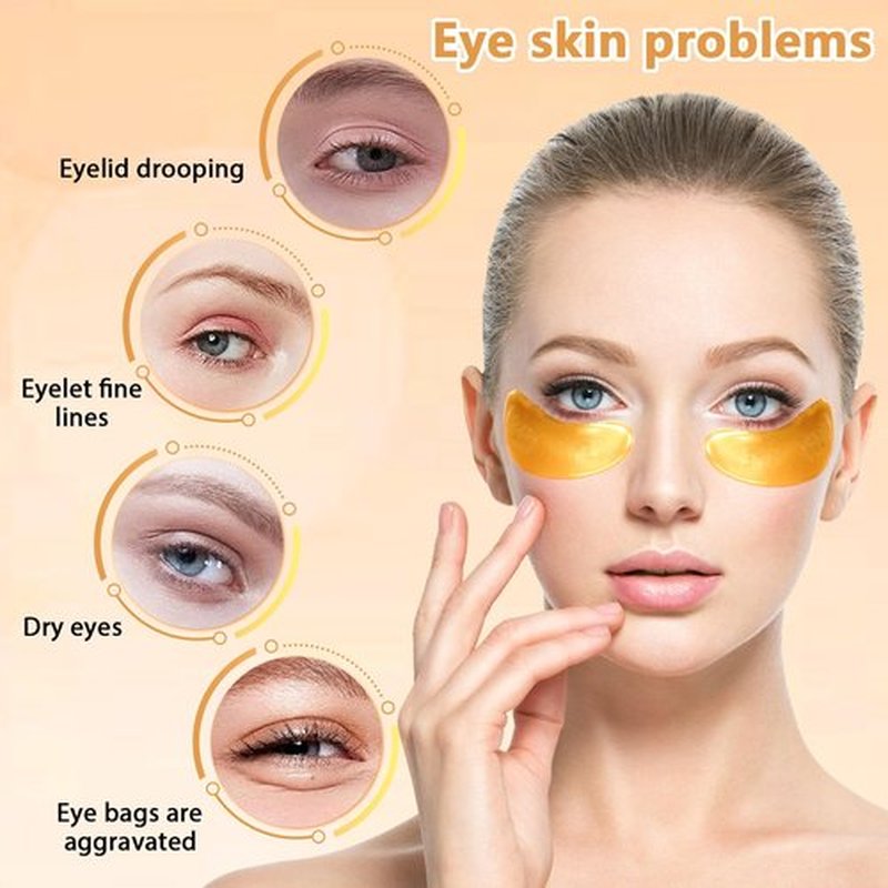 Jeffbaubl 50 Pairs 24K Gold Eye Mask,Under Eye Patches for Dark Circles and Puffiness,Eye Patches Gel Crystal Collagen Eye Mask,Anti Aging Eye Pads Used for Eye Bags Women and Men
