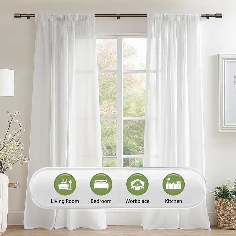 Antique Bronze Curtain Rods by [Brand Name] - Adjustable 30-120 Inch for Windows | 2 Pack with Brackets