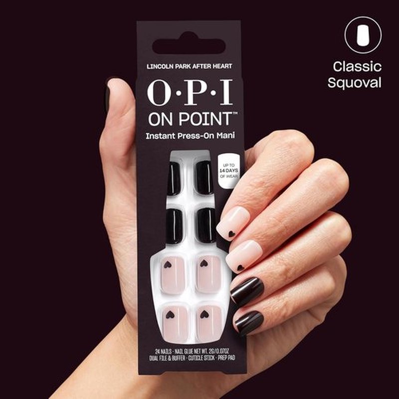 OPI On Point Press On Nails - Short Round & Squoval Styles | 24 Count with Nail Glue | Long Lasting, Reusable