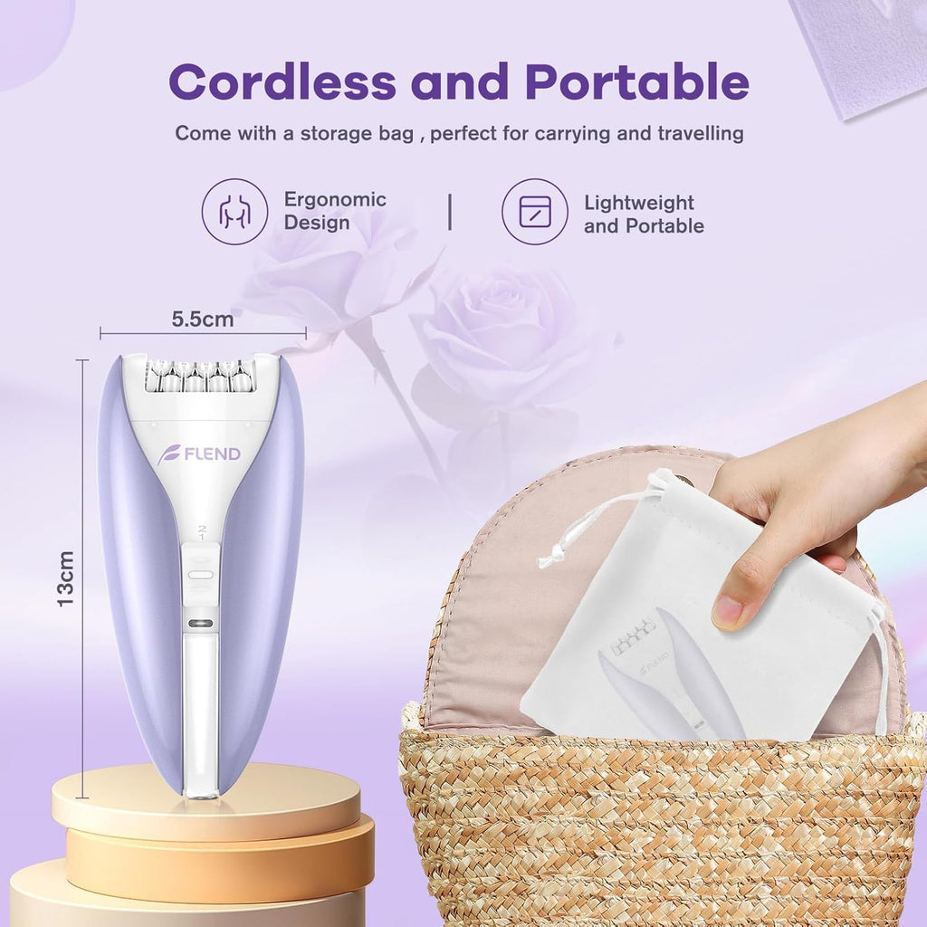 Epilator, Smooth Glide Epilator for Women, 2 Speeds Facial Hair Removal Device with Silent Design, Cordless Rechargeable Hair Removal Epilators for Women Face Legs Bikini Arms Legs
