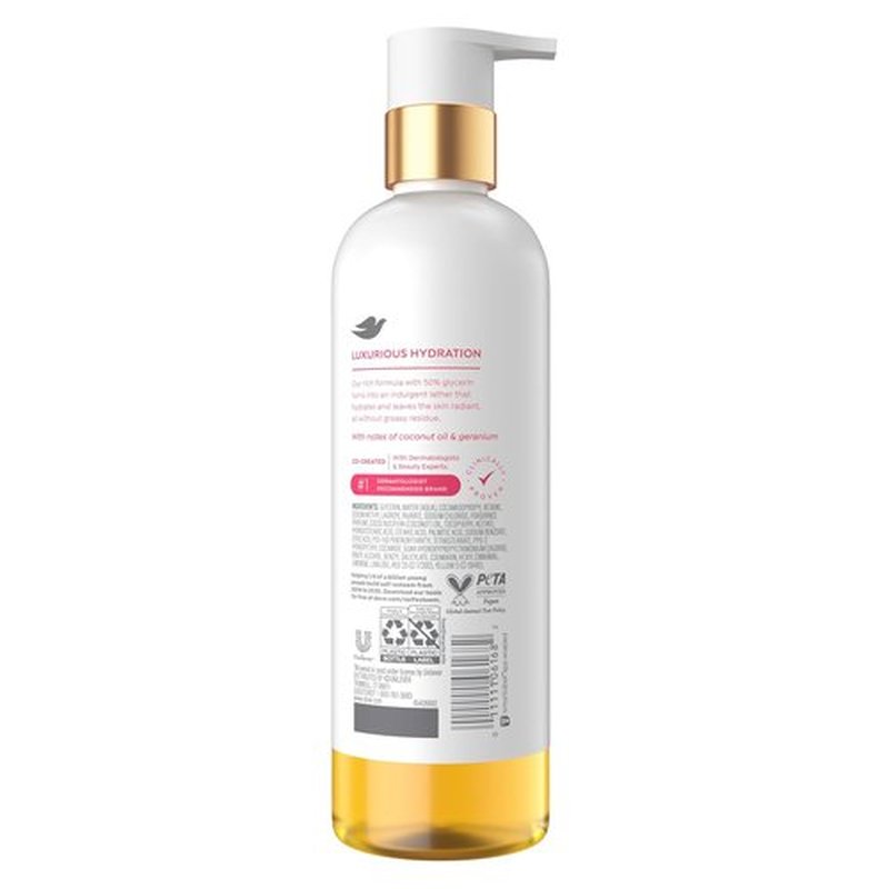 Dove Serum+ Shower Oil Body Wash - Hydrating Coconut & Geranium Oil Cleanser, 15.3 fl oz