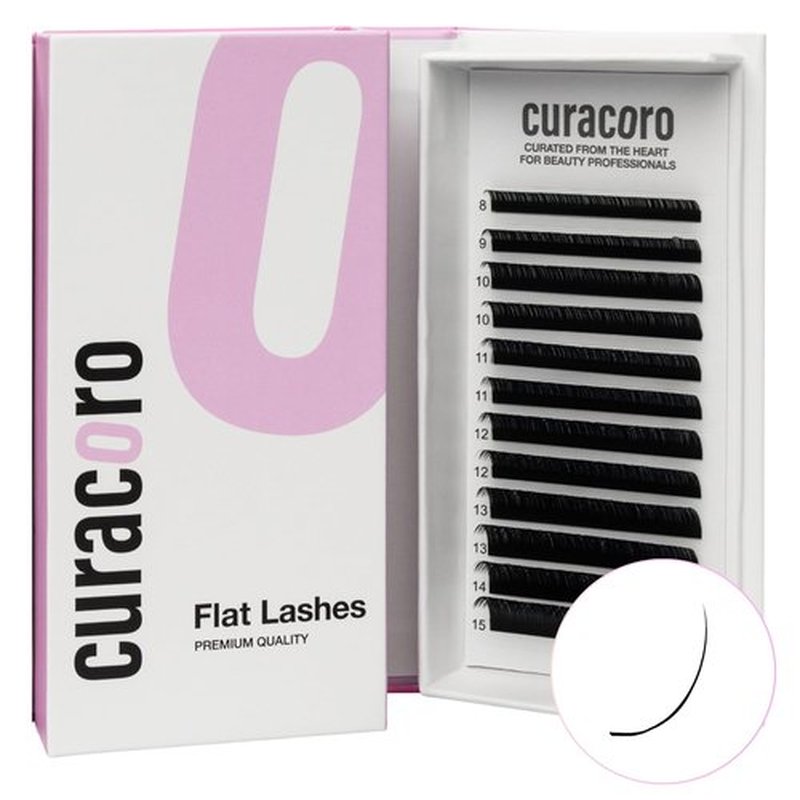 Curacoro Eclipse Flat Eyelashes Extension 9mm 0.18-D Curl, Light Lashes Extension Suppplies, Individual Eyelashes Salon Use, Black Mink False Lashes