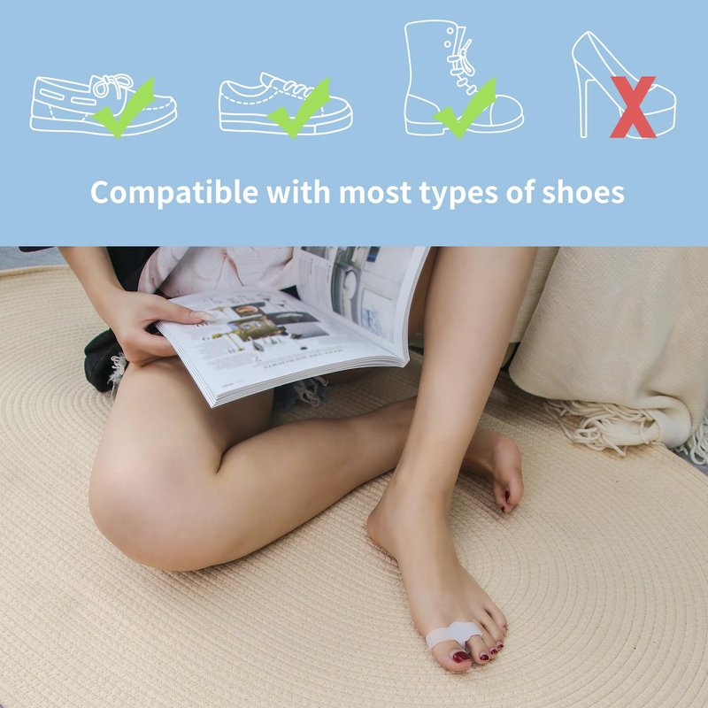 Zinyakon 12-Pack Bunion Corrector - Gel Toe Separators W/ 2 Loops, Big Toe Spacers for Women and Men, Toe Corrector and Straightener for Bunions, Hammer Toe and Overlapping Toe, Relieve Foot Pain