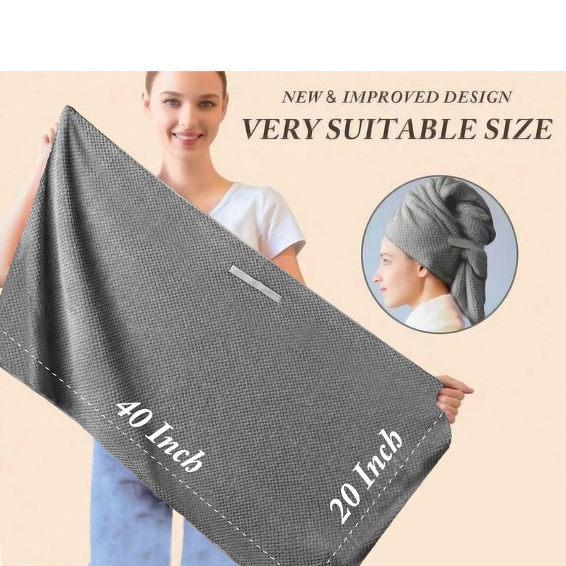 Wuwahold Microfiber Hair Towels, Waffle Hair Towel Set, Super Soft Highly Absorbent, Sturdy Quick Drying Turbans for Long, Thick, Curly Hair (5 Pack, 40" x 20")