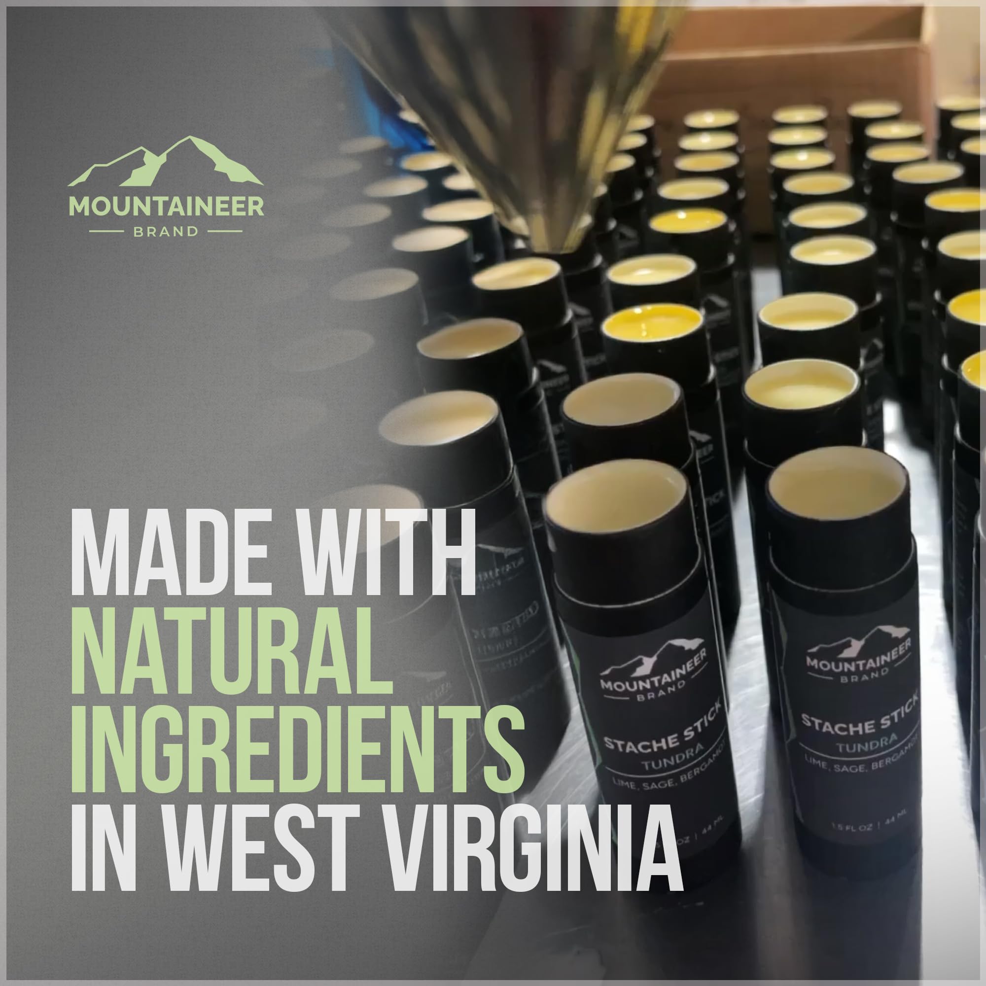 Mountaineer Brand Stache Stick | Smokey Bourbon Scent | Made with Natural Ingredients in West Virginia | Firm & Long Lasting Hold | Mustache Wax | Moustache Shape & Styling | Beard Wax for Men | 1.5oz