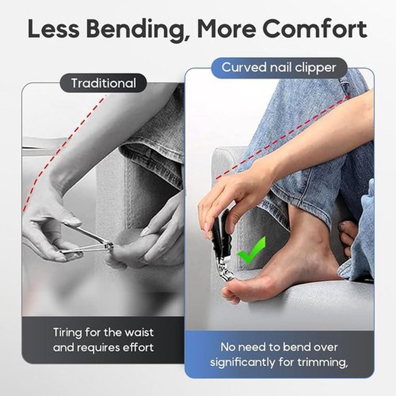 Graddi Orthoclip Toenail Clippers: Heavy Duty for Ingrown Nails, Wide Jaw for Men, Seniors' Thick Toenails, with Double-Sided File, Long Handle & Eco Cylinder Pack