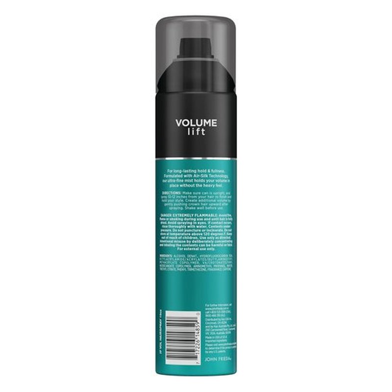 John Frieda Volume Lift Hairspray, Volumizing Hairspray with Air-Silk Technology for Fine or Flat Hair, Adds Body, Long-Lasting Hold, and Fullness for Fine, Thin Hair, 10 Oz, Pack of 2