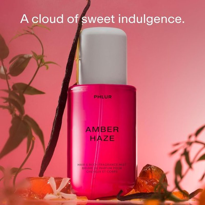 PHLUR Amber Haze Body Mist - 8 Fl Oz Hair & Body Perfume for Women with Amber, Vanilla & Saffron Fragrance