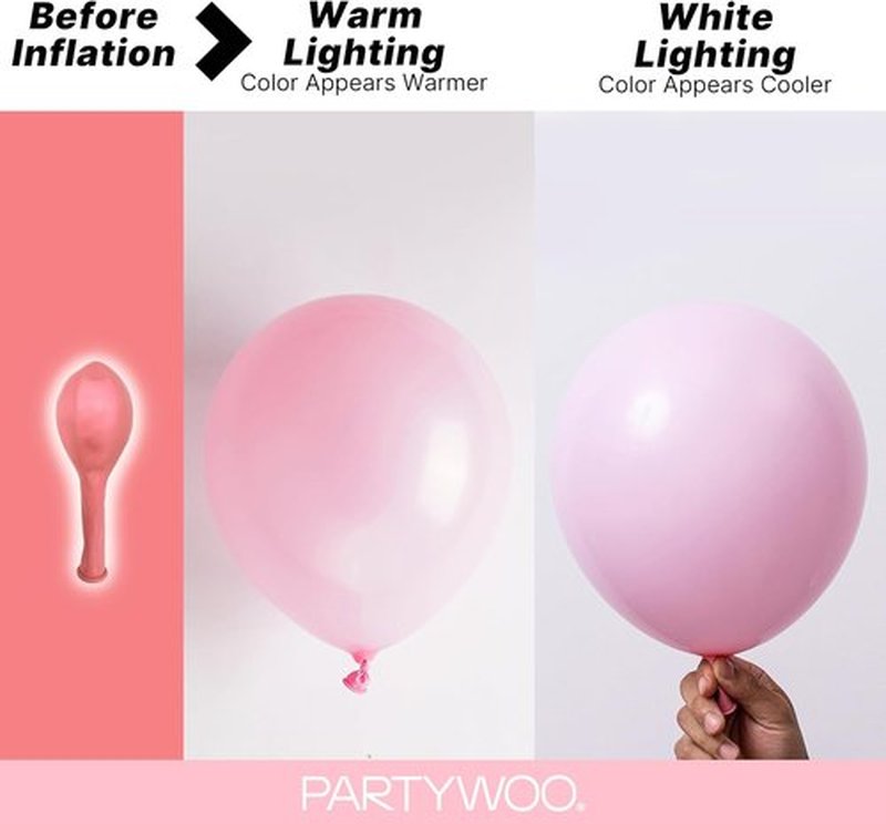 PartyWoo Baby Pink Balloons - 155-Piece Pastel Arch Kit for Baby Shower & Birthday Decor | Various Sizes