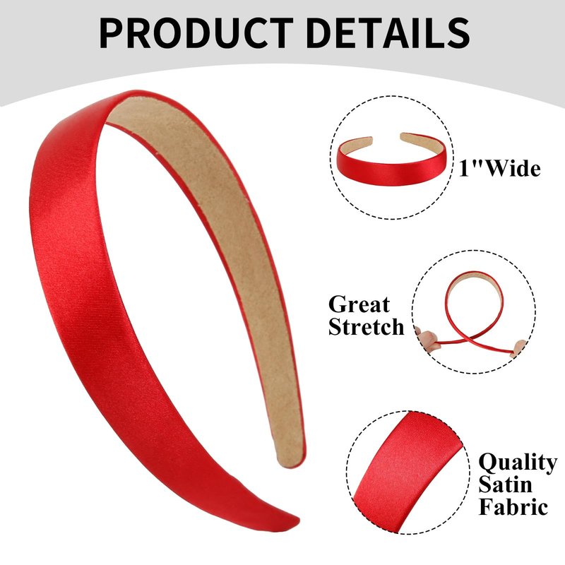 WOVOWOVO Red Headbands for Women Girls Satin Headband