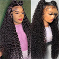 Washasha 22 Inch Water Wave HD Lace Front Wigs Human Hair Pre Plucked 13x6 Lace Frontal Wigs Human Hair 200 Density Deep Part Curly Wig for Women