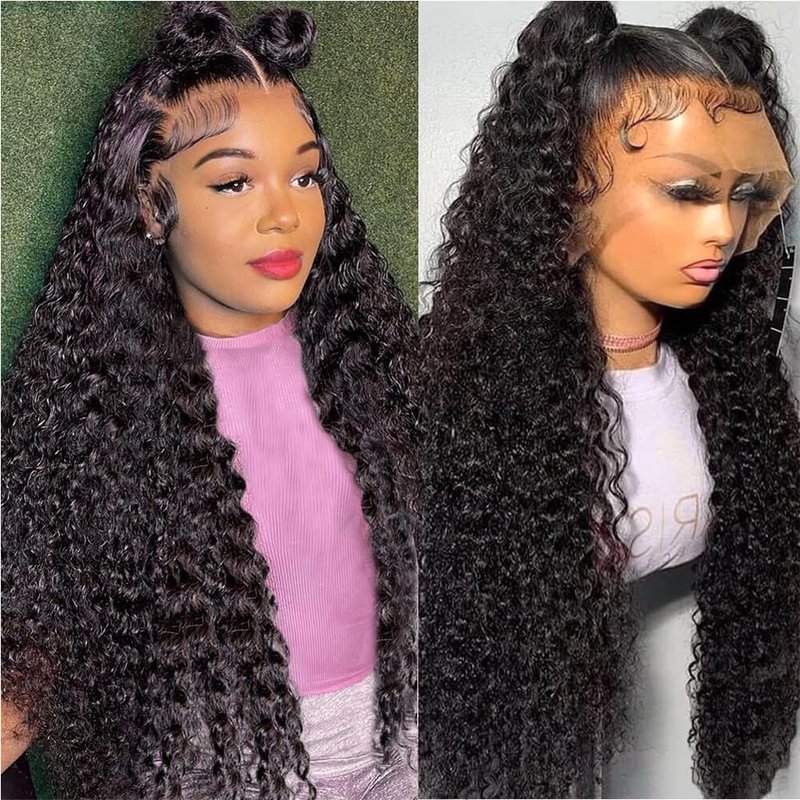 Washasha 22 Inch Water Wave HD Lace Front Wigs Human Hair Pre Plucked 13x6 Lace Frontal Wigs Human Hair 200 Density Deep Part Curly Wig for Women