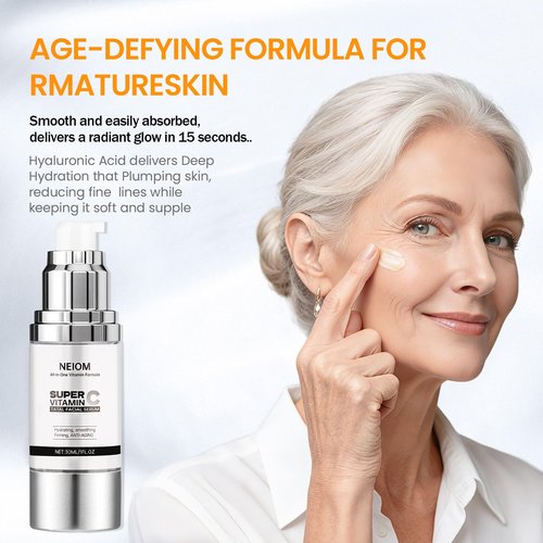 Super Vitamin C Serum for Face with Pure Hyaluronic Acid,Vitamin E,Tri-Peptide,B5, – Anti Aging, Dark Spot Remover & Collagen Booster – Hydrating, for Mature Skin – 1 fl oz