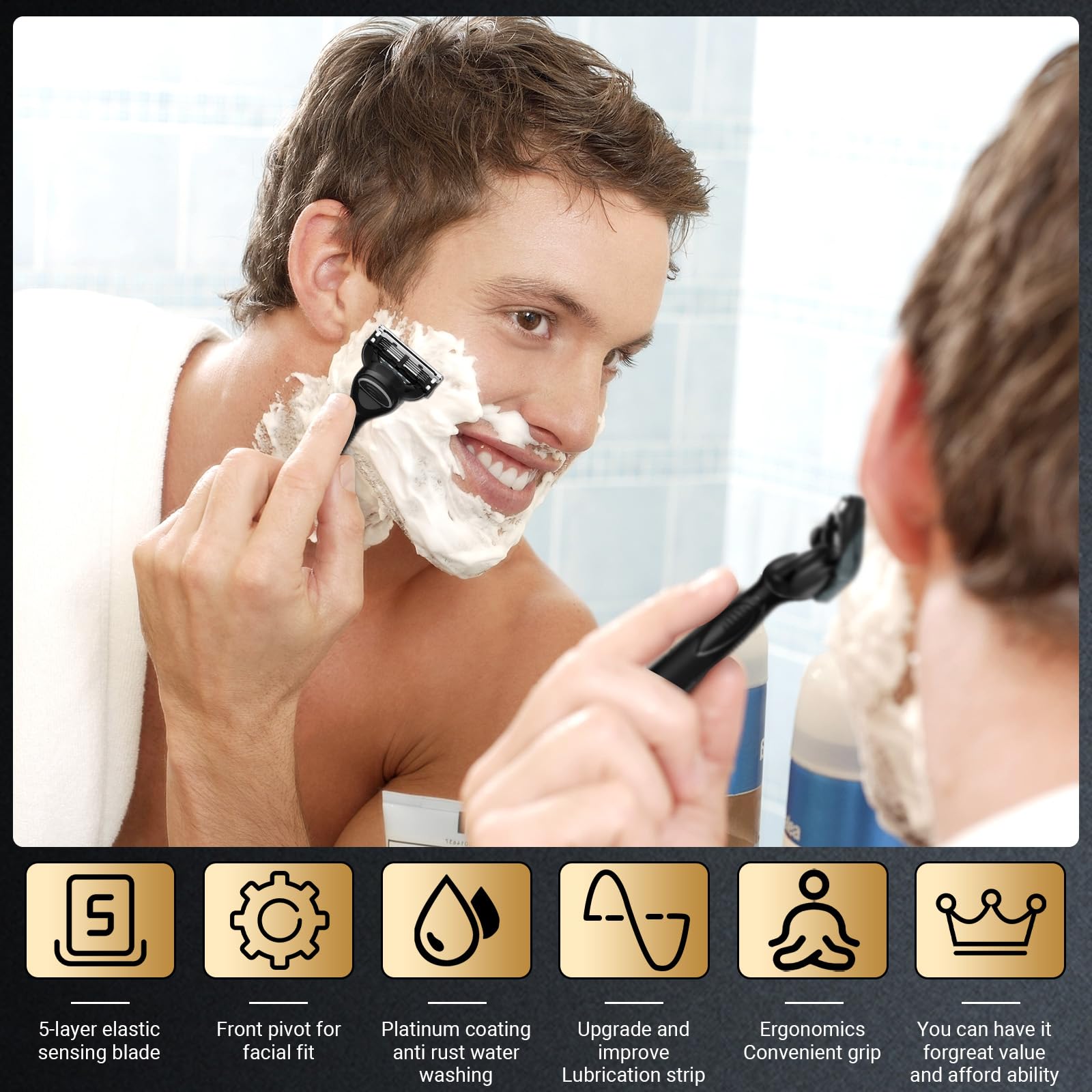 12-Blade Replacement Cartridge Set - Five-blade technology delivers a smooth shave - 2026 New Model in Teal, achieving a smooth shave while reducing irritation