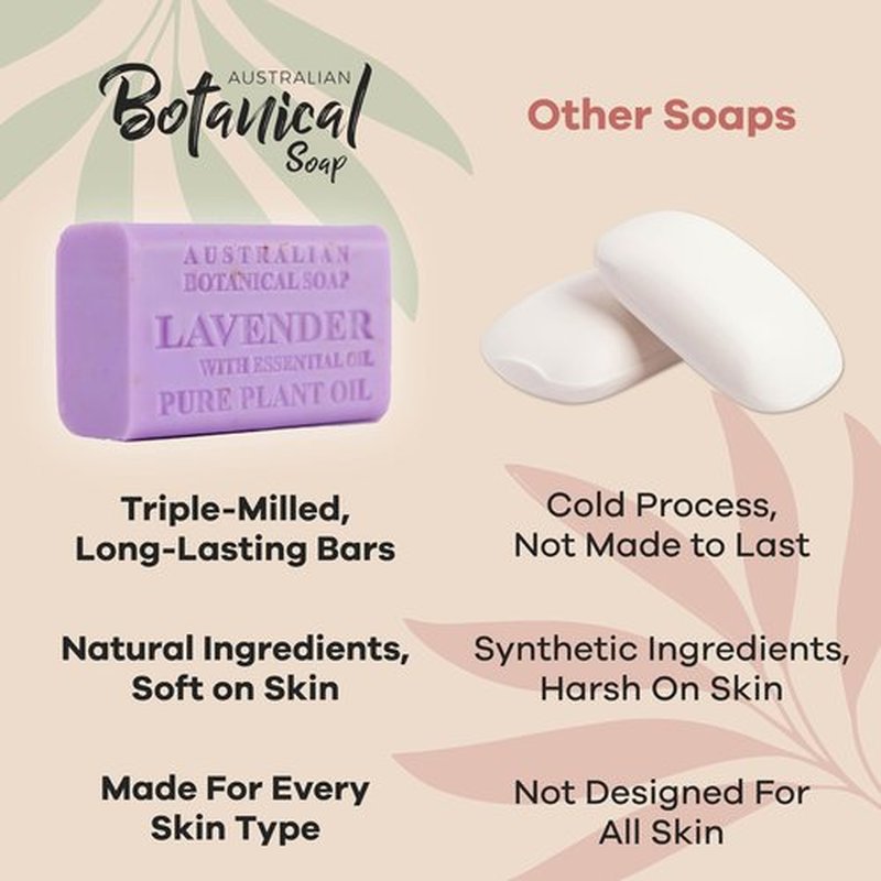 Australian Botanical Soap Essential Medley 4 Bar Variety Pack – Eucalyptus, Sandalwood, Lavender & Tea Tree, Triple Milled 6.6 oz Bars with Shea Butter