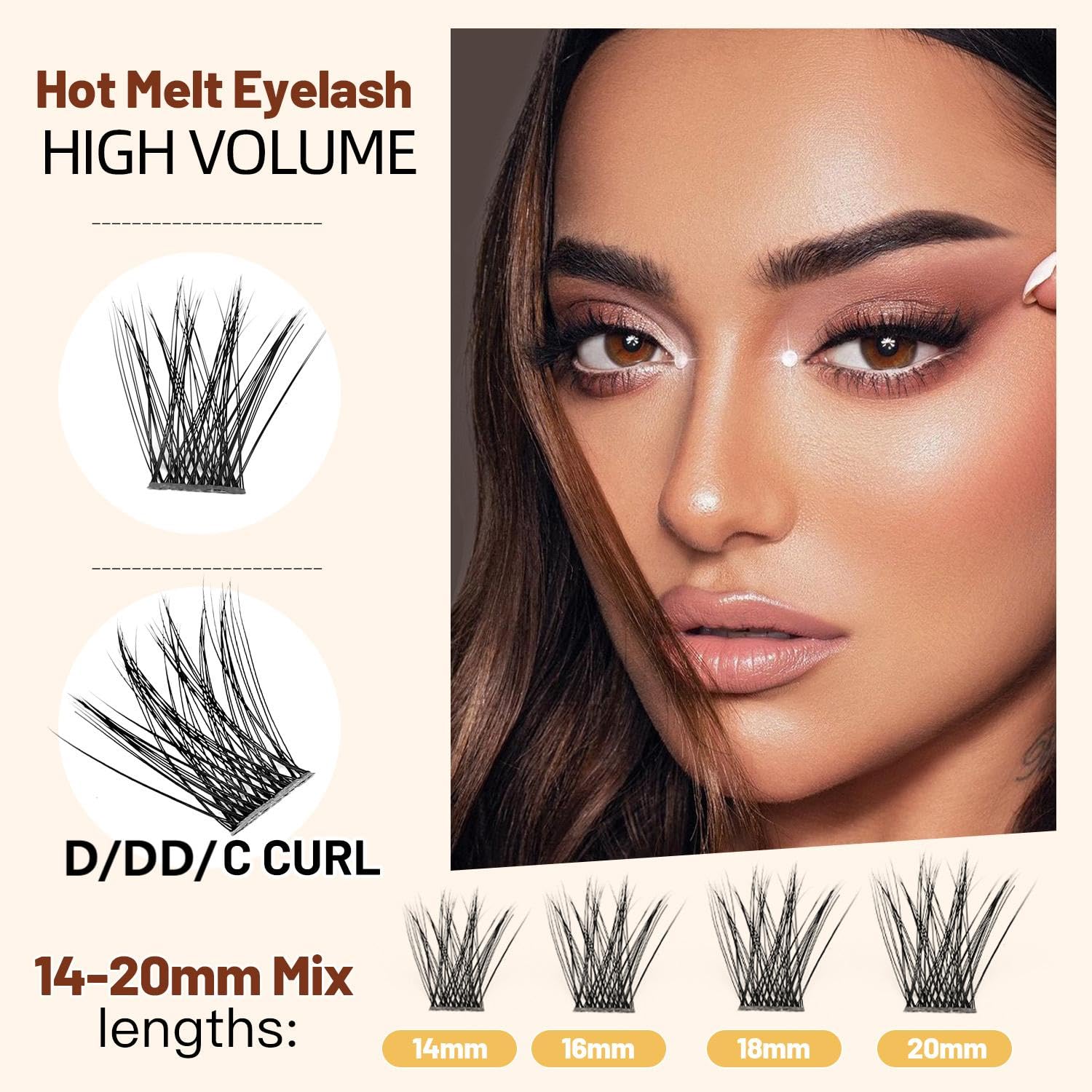 →VAYATOR Lashes Mixed Kit/False Lashes Lash Bond & Seal Kit Multiple styles To Choose 8-20mm Mix D Curl/DD Curl Makeup Cluster Grafting Eyelashes Individual Extension (C#10-12-14-16mm Mixed)