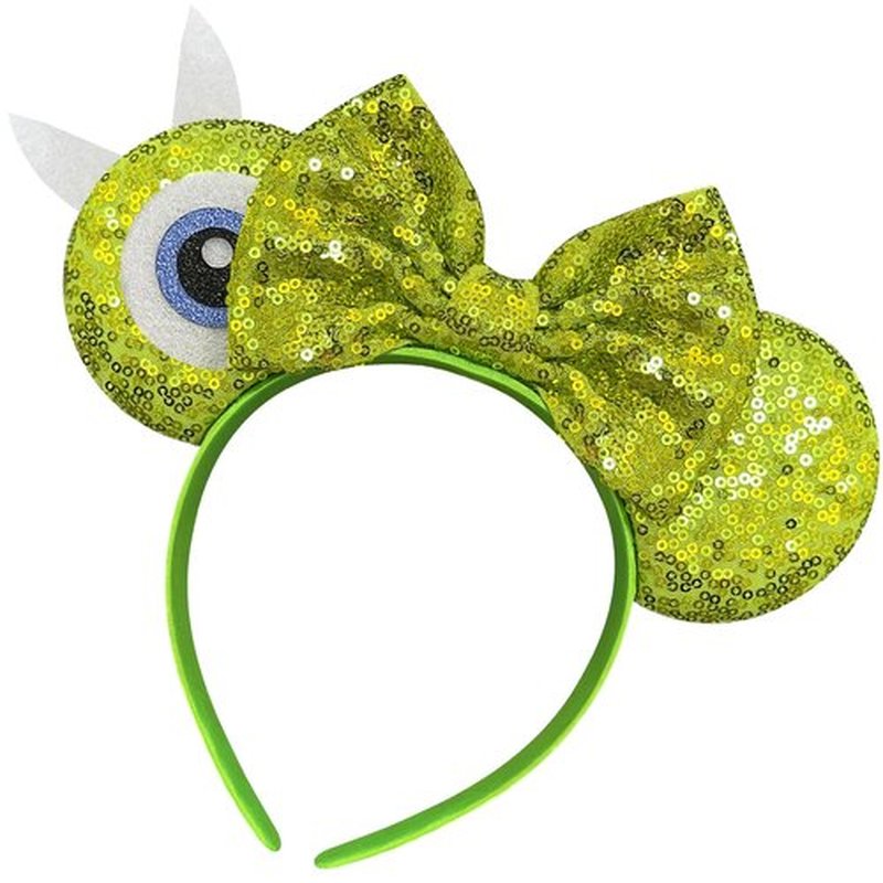 Bolonar Monsters Mouse Ears Headband for Women Sequin Mouse Ears Headband Halloween Headbands Mouse Ears for Adult (Green)