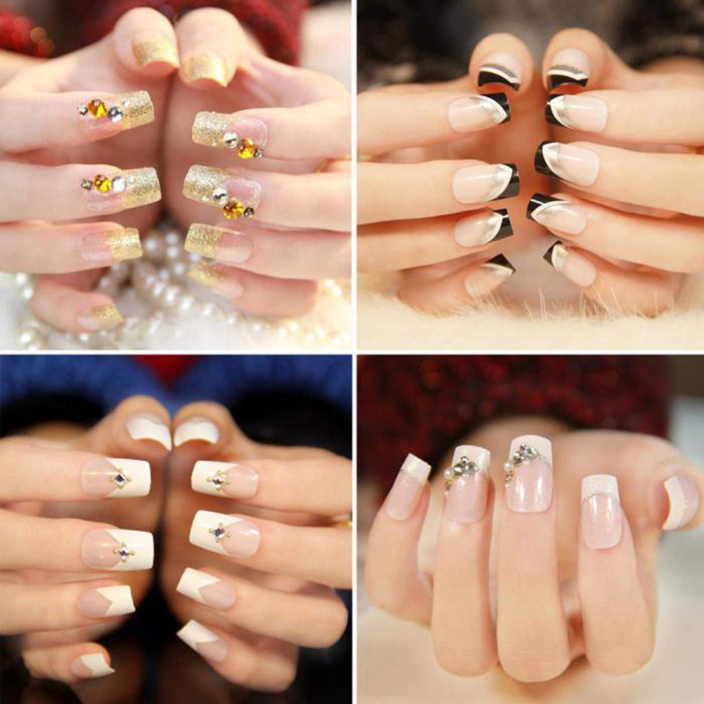 Vodisa Clear Nail Tips 500pcs French Acrylic Half Cover Fake Nails with Storage Case 10 Sizes Long False Nail for Lady Nail Salons and Home DIY Nail Art(French Half Cover)