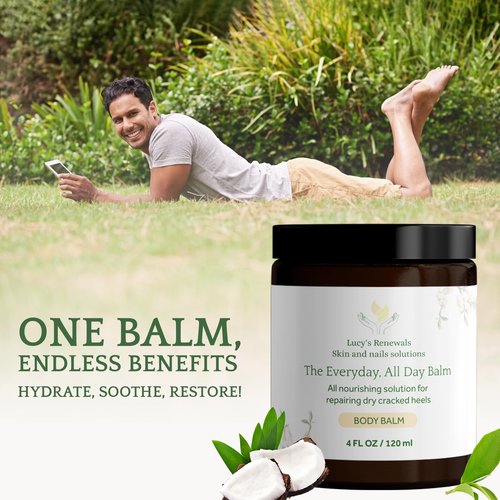 The Everyday, All Day Balm – Intense Moisturizer for Cracked Heels, Dry Skin & Body Care | Natural Shea Butter, Tea Tree & Coconut Oil | Paraben-Free (4 FL OZ)