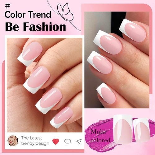 280pc French Tips Press on Nails Medium Square Fake Nail with Glue Tabs, French Tips Glue on Nails Press on Nail Square Acrylic Nails Medium Artificial Fingernails Women Girls Light Pink False Nails