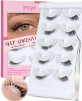 Half Self Adhesive Eyelashes Natural Look Preglued Eyelashes 14mm 3/4 Coner Glueless No Glue Needed Reusable Stick on False Strip Lashes by EMEDA (Half HN12 with Tweezers)