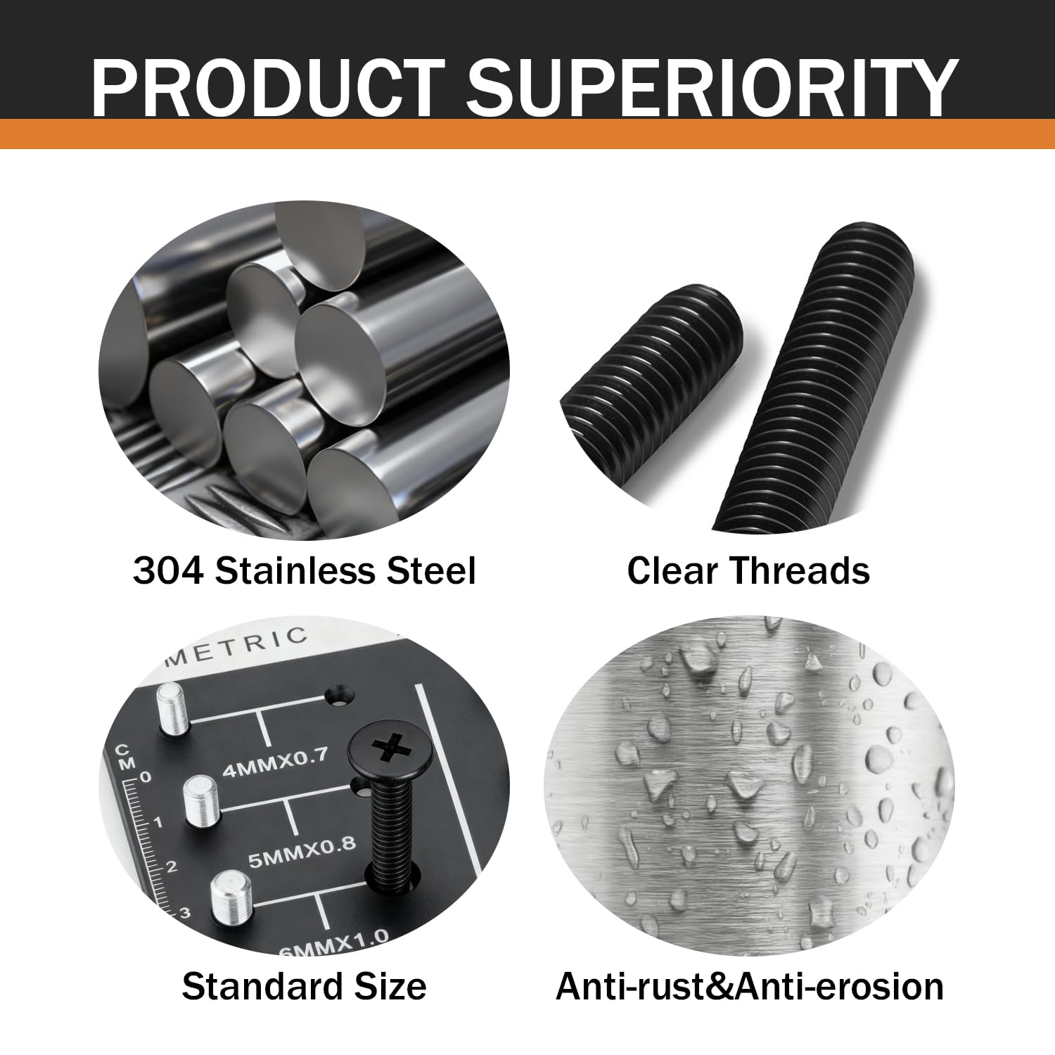 M4-0.7 x 6mm 50Pcs Flat Round Head Machine Screws, Black Oxide 304 Stainless Steel Phillips Cross Drive Screws Hardware Fastener