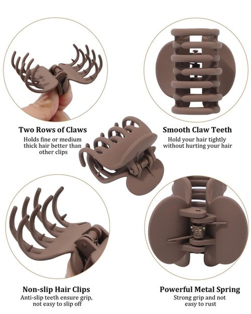 Small Claw Clips for Women 1.6 '' Double Row Teeth Small Hair Clips 12 Pcs Matte Cute Jaw Clips for Hair Claws