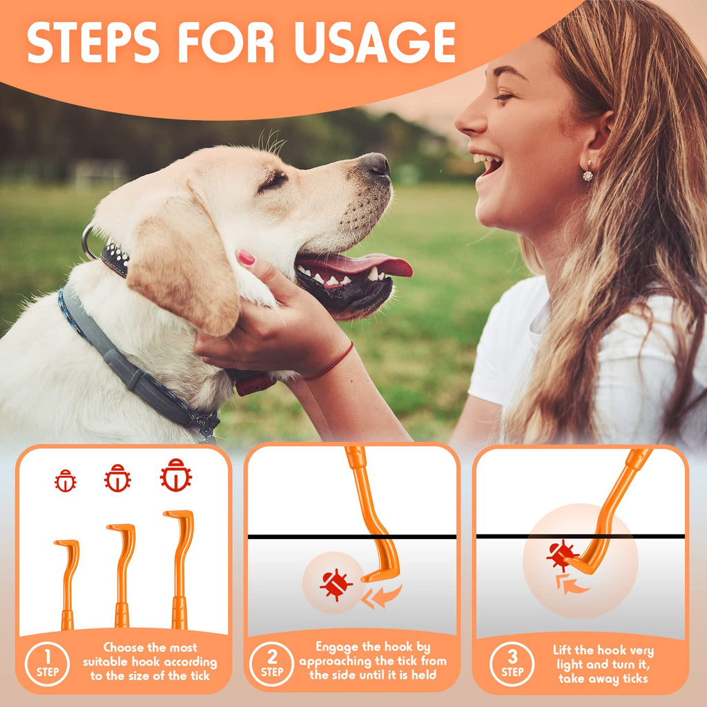 Kittmip 48 Pack Tick Removal Tool Tick Remover for Dogs, Cats and Humans Plastic Tick Puller Tick Grabber, 3 Sizes (Green, Rose Red, Orange, Blue)
