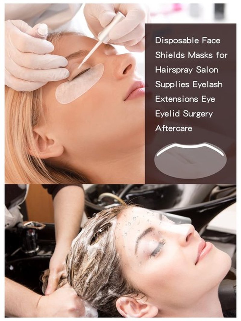 100 PCS Microblading Makeup Shower Face Shields Visors, Disposable Face Shields Masks for Hairspray Salon Supplies and Eyelash Extensions Eye Eyelid Surgery Aftercare
