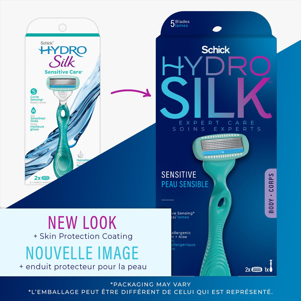 Schick Hydro Silk Ultra Sensitive Razor for Women | Womens Razor for Sensitive Skin, 5 Blade Razors-for Women, Womens Razors-for Shaving, Includes 1 Handle & 2 Refills (Pack of 12)