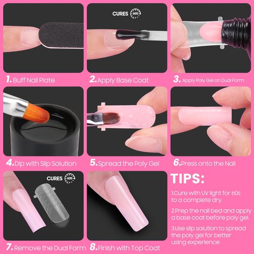 Straight Flat Polygel Nail Forms for Finger and Toes,GlimightyX Pre-etched No File Dual Forms Molds for Large Wider Normal Petite Finger &Toe Nail Beds,16 Sizes 000 to 13