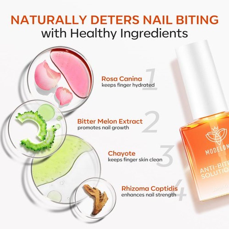 modelones Nail Biting Treatment for Kids Thumb Sucking Deterrent Nail Biting Prevention for Kids Quick Dry Bitter No Bite Nail Polish Stop Biting Nails Repair for Damaged Nails 0.34 fl oz