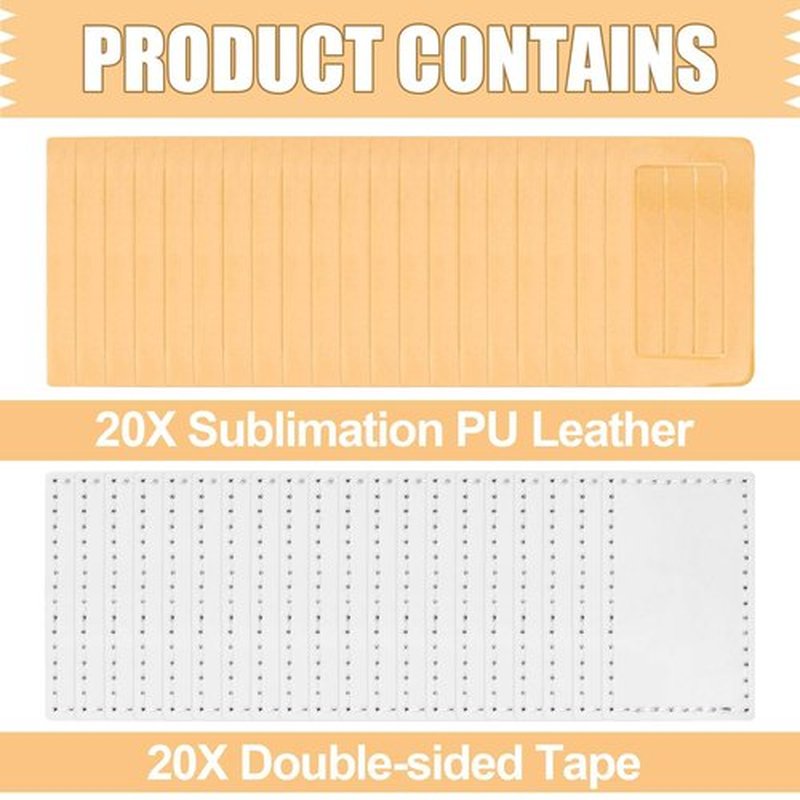 20 Pack Thin Hair Claw Clips Cover Sublimation Blanks 1.8 Inch PU Leather for Thin Hair Including 20 Pcs Strong Double-sided Adhesive